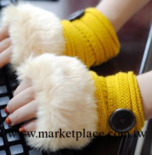韓國可愛毛線半指手套批發 冬季保暖針織毛毛短手套露指 鍵盤打字工廠,批發,進口,代購