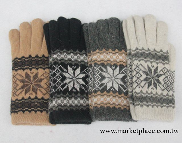 韓版冬款毛線男款針織羊毛手套 五指內層拉毛加厚保暖成人手套工廠,批發,進口,代購