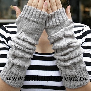 A017韓國同步麻花 三角方塊針織毛線長手套 腕套 半指長手套工廠,批發,進口,代購