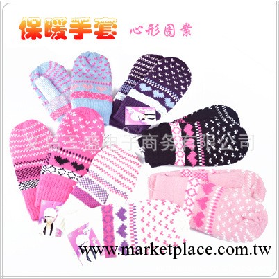 冬季超可愛小心形手套/女士保暖毛線連指手套加絨顏色隨機發工廠,批發,進口,代購