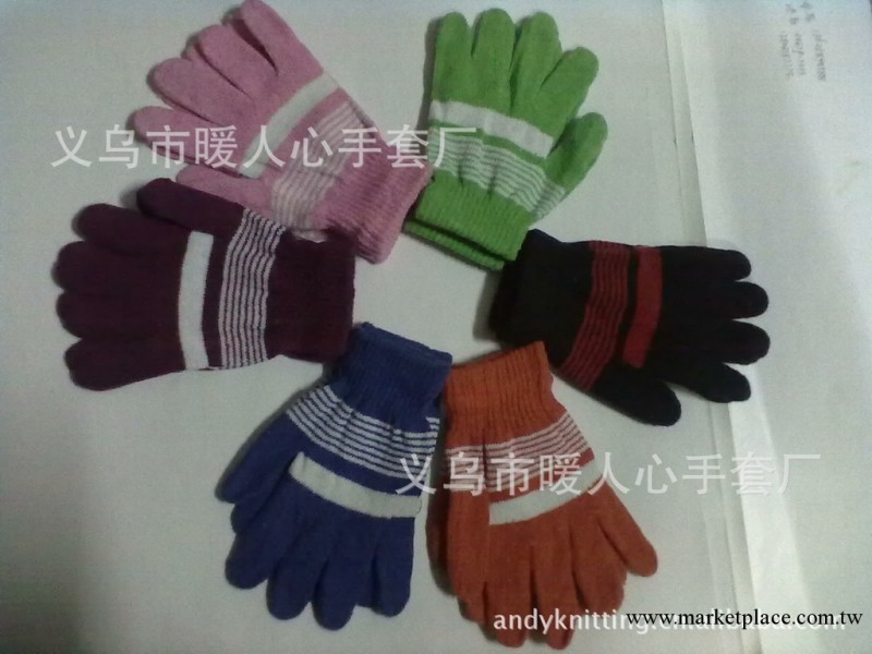 低價供應批發成人女款條紋保暖手套，裡面拉毛，顏色多混批批發・進口・工廠・代買・代購