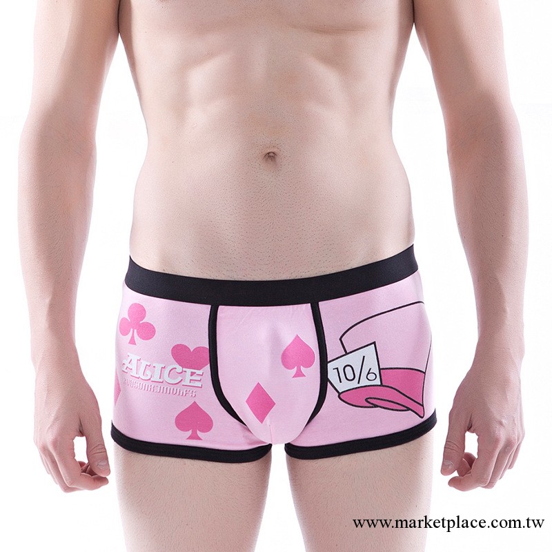 男內褲批發 舒適中腰男式平腳內褲 桃心時尚卡通男士內褲工廠,批發,進口,代購