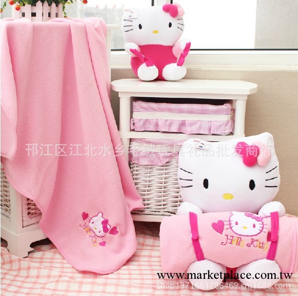 江北水鄉 hello kitty 凱蒂貓公仔抱枕空調毯 兩用靠墊 卡通毯子工廠,批發,進口,代購