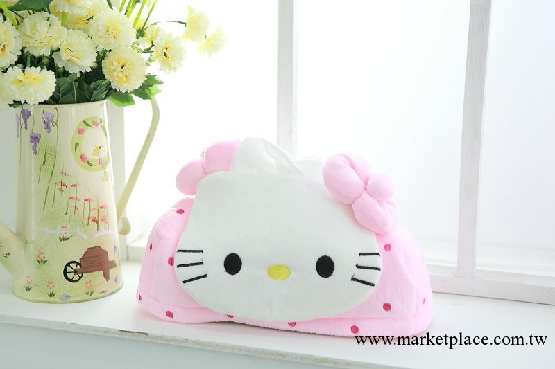超嗲 hello kitty紙巾套凱蒂貓紙巾盒套 毛絨KT貓車載抽紙套工廠,批發,進口,代購
