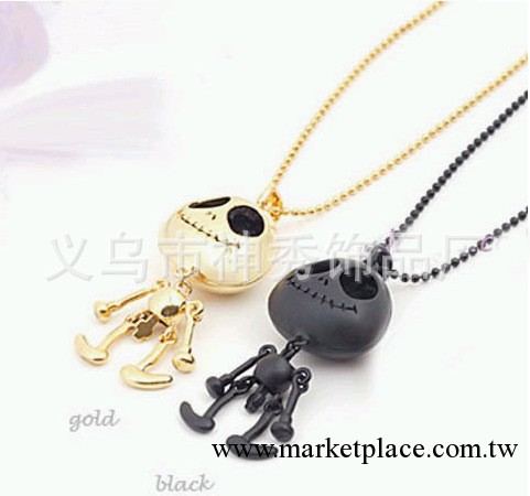 義烏神秀飾品廠自薦 個性時尚 金色骷髏頭吊墜項鏈 兩件起批工廠,批發,進口,代購