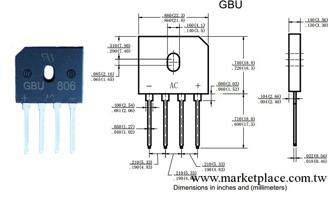 GBU系列單向橋式整流器工廠,批發,進口,代購