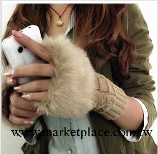手套 女 冬 可愛女士手套 韓版露指保暖仿兔毛半指手套工廠,批發,進口,代購