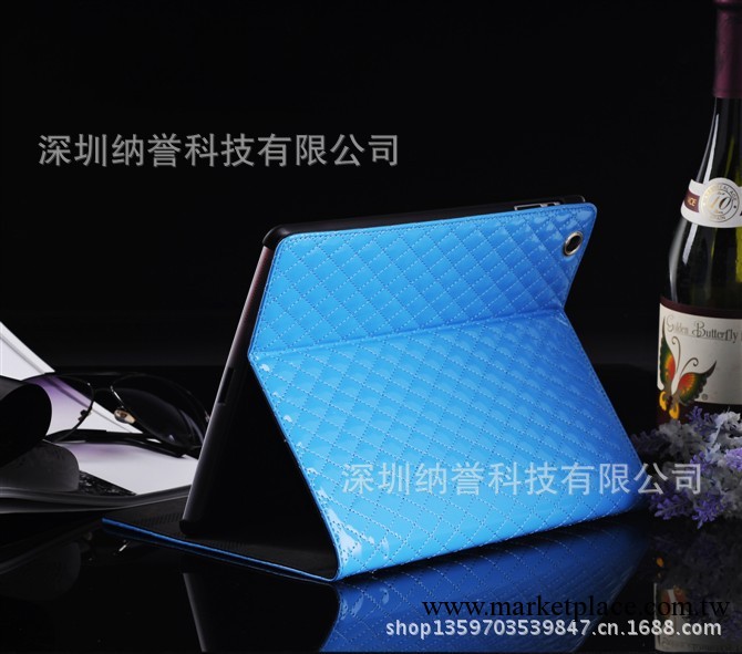 現貨供應iPad 2 3 4 通用皮套高檔格子紋左右開支架工廠,批發,進口,代購