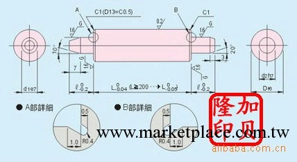 SUJ2射出導引銷A型 SKH51直式方形梢  傳工廠,批發,進口,代購