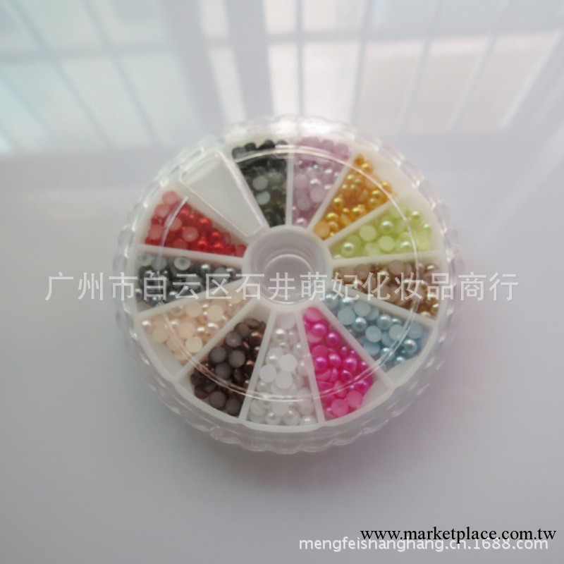 小鉆盒指甲飾品美甲工具 2.0mm 彩色珍珠 轉盤套裝 12色珍珠工廠,批發,進口,代購