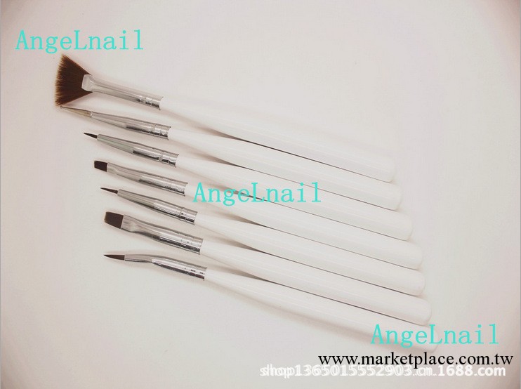 美甲筆套裝 白桿7支套筆 美甲工具 美甲用品套裝工廠,批發,進口,代購