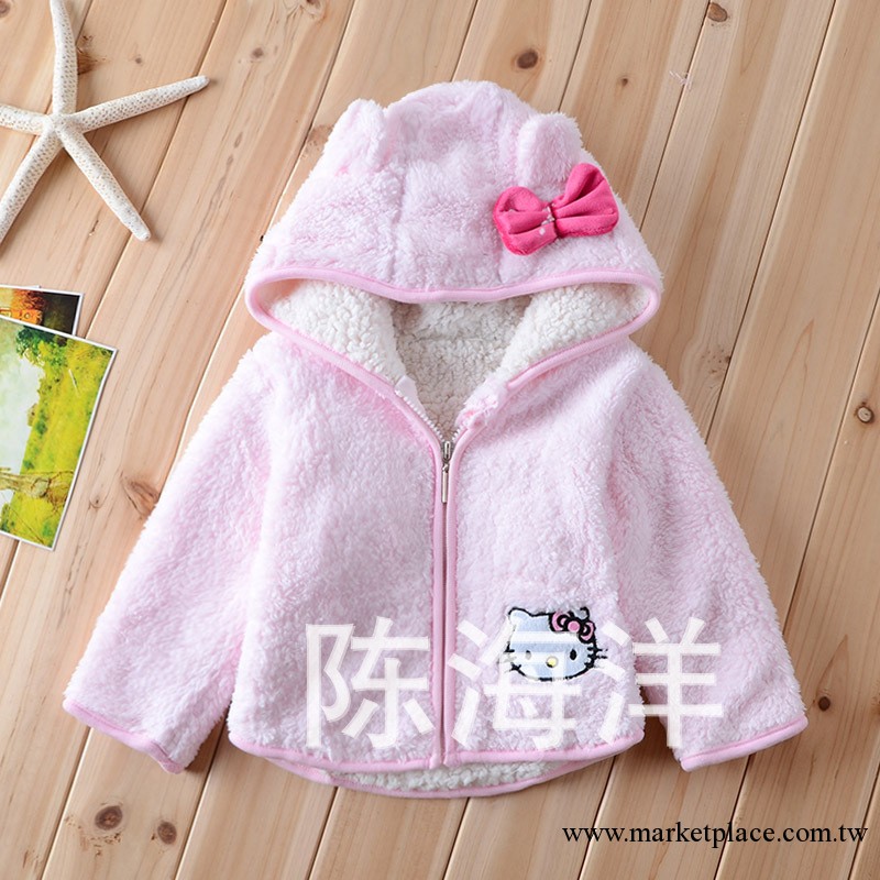 HM外貿原單kitty女嬰兒童裝寶寶珊瑚絨小外套拉鏈衫 女童加絨外套工廠,批發,進口,代購