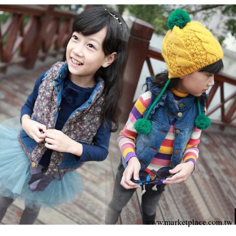 2013女童兩面穿牛仔馬甲 女童棉馬甲童外套廠傢直銷 童裝批發工廠,批發,進口,代購