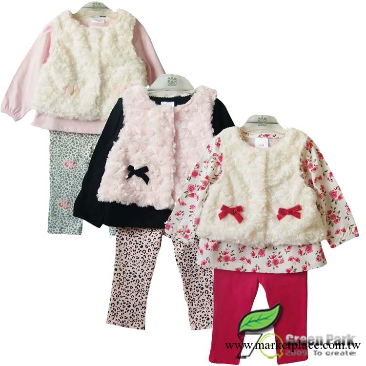 2013外貿童裝 女童馬夾三件套 褲為雙襠設計 三色供選 童套裝批發工廠,批發,進口,代購