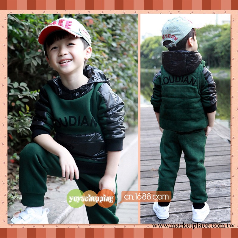 2013新款韓版男童外套童裝保暖衛衣三件套裝加厚秋冬款 童套裝工廠,批發,進口,代購
