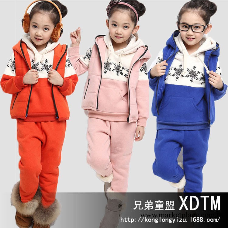 冬款童套裝 女童韓版雪花圖案三件套 兒童套裝批發【XDTM】工廠,批發,進口,代購