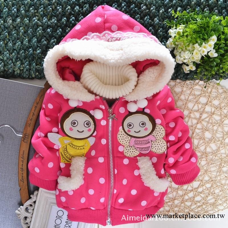 2013冬裝新款女童 大圓點小蜜蜂衛衣夾棉外套 一件代發 免費代理工廠,批發,進口,代購