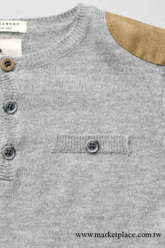 2013ZARA童裝 男童 線衣肩部補丁圓領毛衣工廠,批發,進口,代購