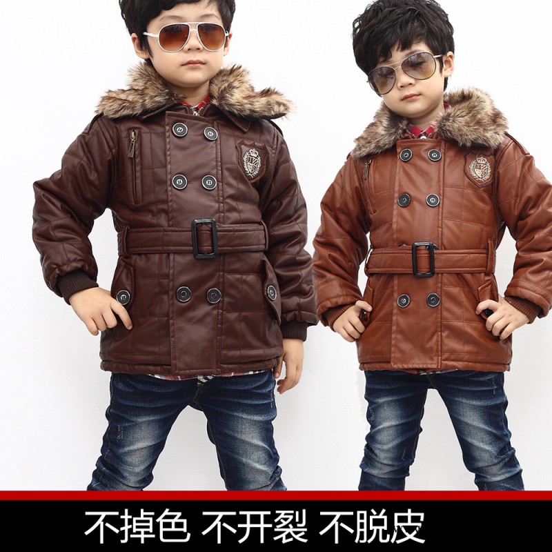 童外套 2013新款男童加厚外套 韓版加絨加厚皮夾克 男童皮衣5808工廠,批發,進口,代購