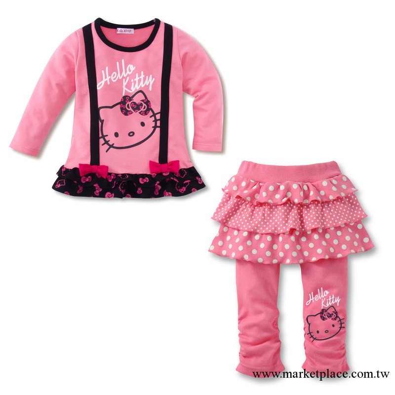 兒童套裝--新款KITTY獨傢背帶系列套裝 童套裝 女童上衣+裙褲工廠,批發,進口,代購