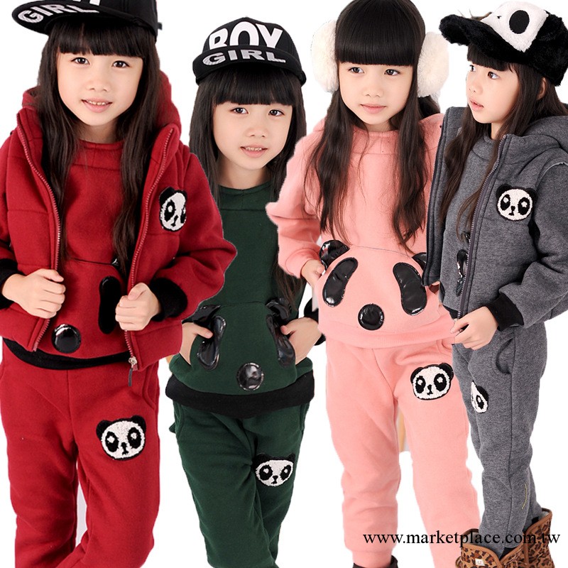 童套裝 2013秋季女童套裝 兒童三件套韓版熊貓加厚套裝 廠傢批發工廠,批發,進口,代購