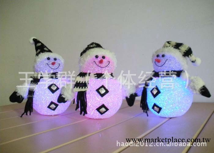 供應2012款聖誕LED發光雪人老公七彩水晶球，炫彩發光工藝禮品工廠,批發,進口,代購