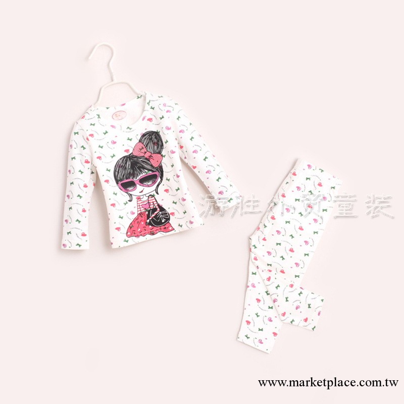 D082506 新品 秋款 愛心蝴蝶節女郎傢居服童套裝 外貿童裝批發工廠,批發,進口,代購