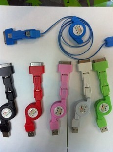 3合1 可伸縮 USB轉Apple 30Pin DOCK,Mini USB,Micro USB數據線工廠,批發,進口,代購