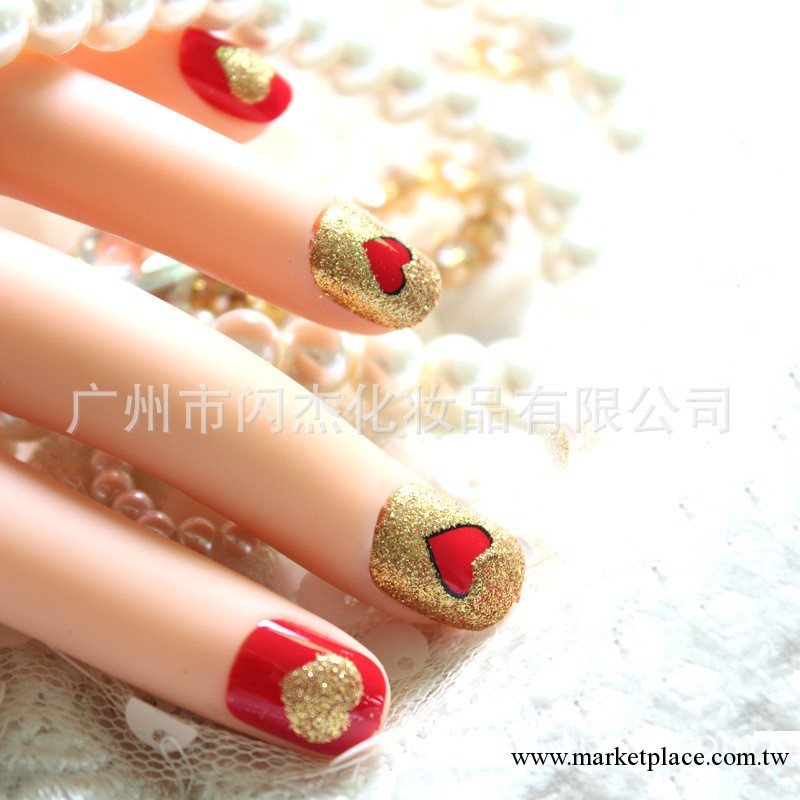 新款上市 短款假指甲片 紅色心形亮片指甲貼 淘寶美甲精品 供圖工廠,批發,進口,代購