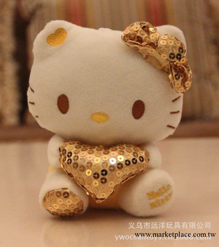 18CM亮片抱心KT貓公仔 hello kitty公仔批發抓機娃娃工廠,批發,進口,代購