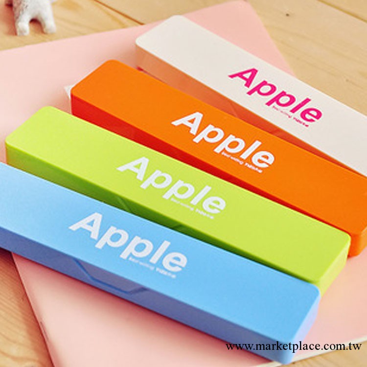 7107韓版文具批發  APPLE 筆盒糖果色文具盒 鉛筆盒 4色工廠,批發,進口,代購