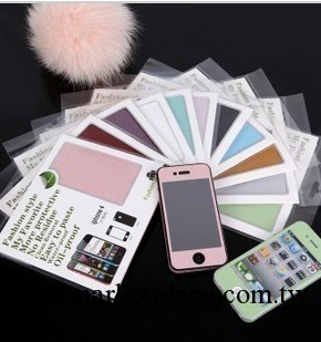 蘋果iPhone4S/4 炫彩貼膜 糖果色閃鉆 彩色貼膜 全身+邊框貼膜工廠,批發,進口,代購