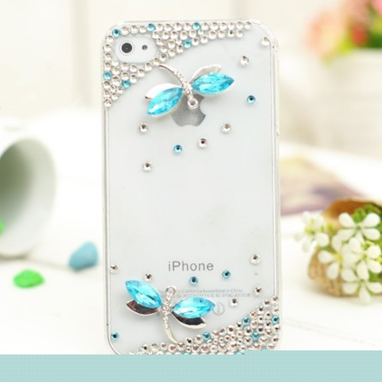 蘋果手機套水鉆蜻蜓 iphone手機殼  簡約型外殼  蘋果DIY手機殼工廠,批發,進口,代購