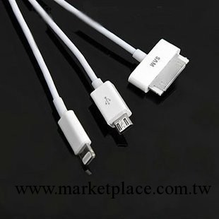 蘋果5數據線 iphone5 4 一拖三 USB三合一 三星平板電腦micro通用工廠,批發,進口,代購