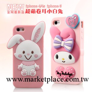 韓國可愛卡通兔矽膠套 蘋果5手機殼 iphone4s保護套 iPhone5外殼工廠,批發,進口,代購
