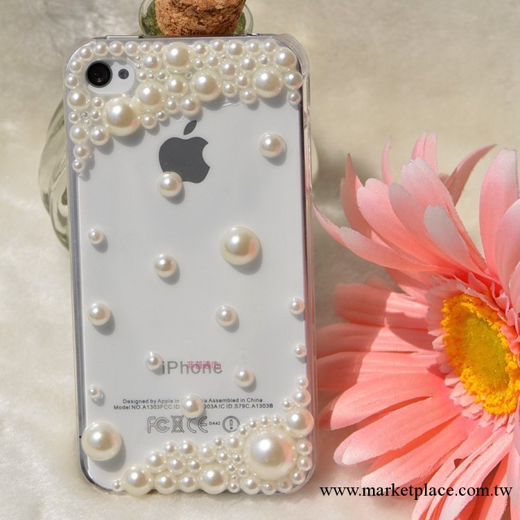 新款蘋果水鉆手機殼 珍珠外殼 iphone4保護套 珍珠簡約風手機套工廠,批發,進口,代購