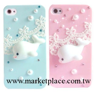新款蕾絲海豚iphone4手機殼 貼鉆手機保護套 蘋果4S手機外殼批發工廠,批發,進口,代購
