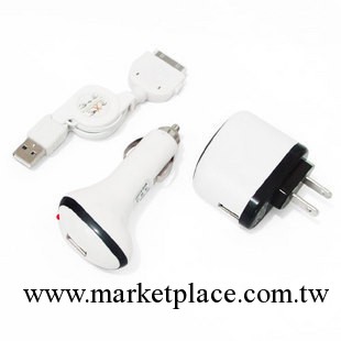 iphone4充電器 三合一充電套裝 蘋果車充+充電頭+伸縮線 蘋果套裝工廠,批發,進口,代購