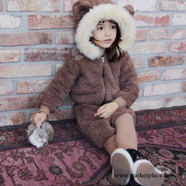 2013秋冬新款童套裝熊寶寶毛毛衣外套+加厚褲子兩件套 mn工廠,批發,進口,代購