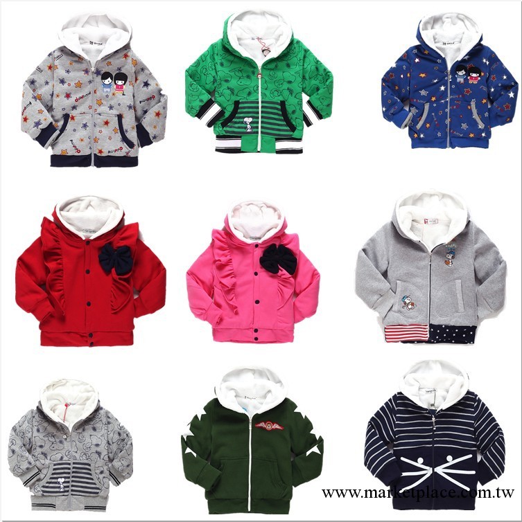 （9.26）2013冬款外貿韓版小熊連帽男童裝加絨加厚外套--多色工廠,批發,進口,代購