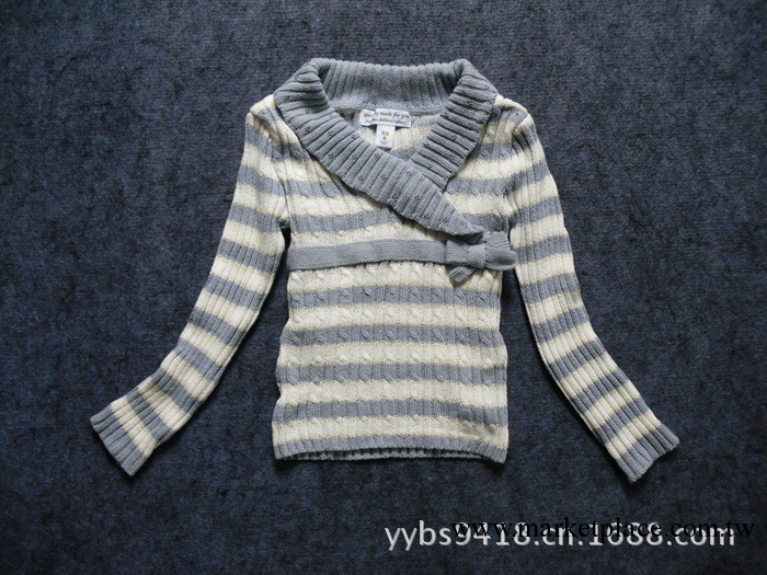 外貿原單 韓版女童童裝 兒童條紋線衣 棉線毛衣 4-14歲工廠,批發,進口,代購