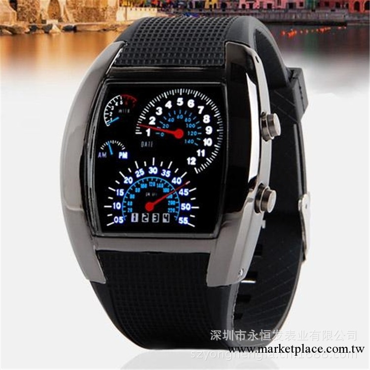 批發LED電子手錶 扇形機表盤手錶 男式航空手錶個性韓國時尚手錶工廠,批發,進口,代購