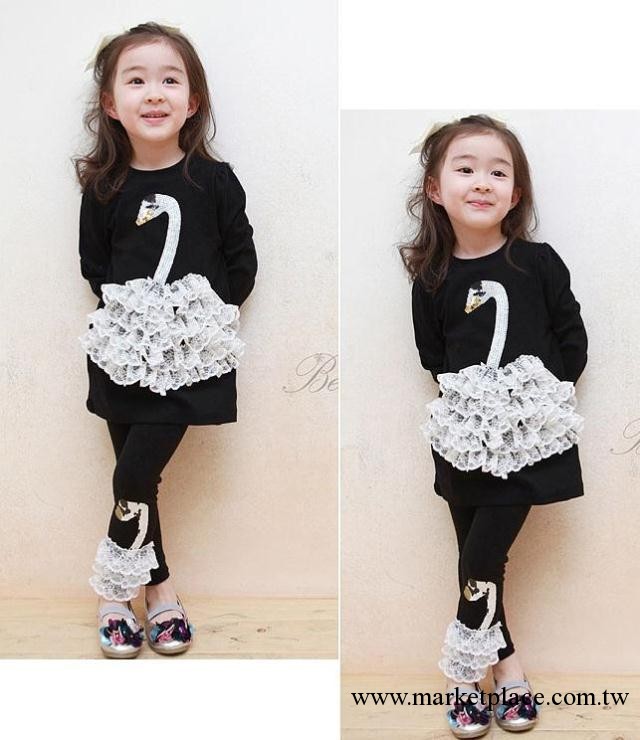 2013秋季新款  黑白天鵝套裝  童套裝  女童秋裝套裝   韓版童裝工廠,批發,進口,代購
