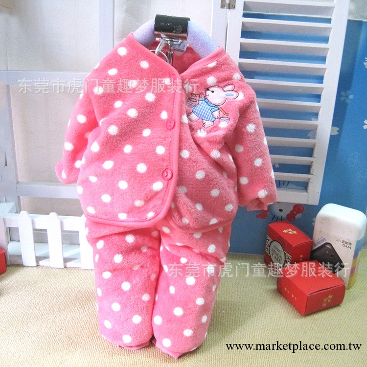 冬款童裝 新品 嬰幼兒珊瑚絨無領開衫兩件套 保暖童套裝工廠,批發,進口,代購