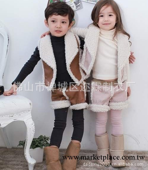 廣東品質童裝phelfish 12361 韓版童套裝 防皮加絨套裝 咖啡/粉色工廠,批發,進口,代購