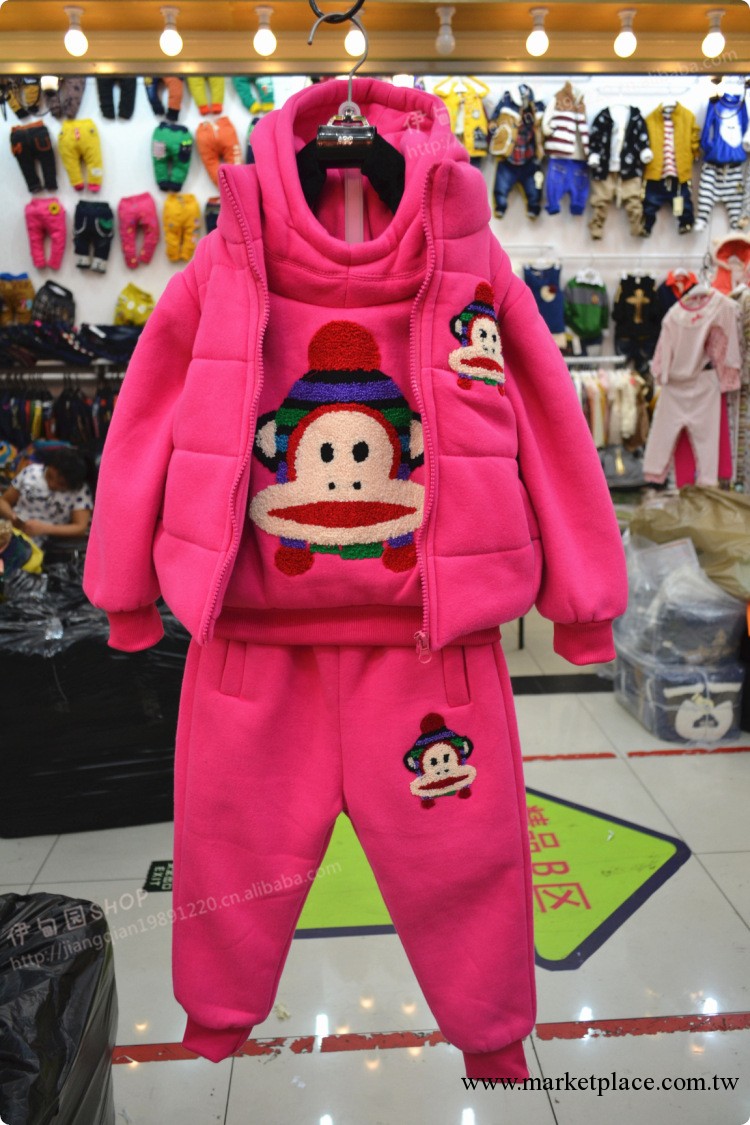 杭州四季青童裝2013 韓版冬季新款男中小童小猴子款三件童套裝工廠,批發,進口,代購