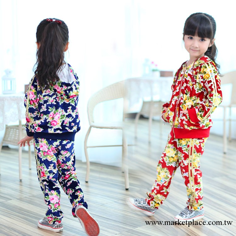 童套裝秋款新品2013韓版品牌純棉金絲絨拉邊兩件套女童套裝9069工廠,批發,進口,代購