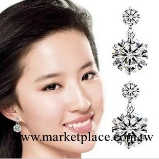 925純銀耳釘批發 女式小耳丁 可愛雙生花耳釘耳飾 韓國銀飾品工廠,批發,進口,代購