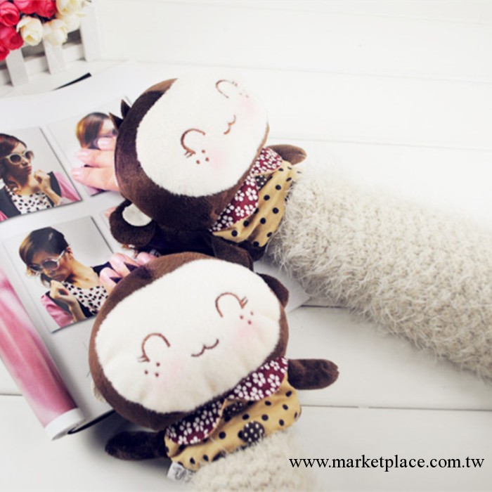 新款韓版小猴子立體卡通加厚半指手套 棉絨保暖冬季女式手套批發工廠,批發,進口,代購
