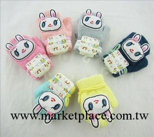 韓版保暖兒童可愛小兔子連指嬰兒寶寶掛繩掛脖手套秋冬工廠,批發,進口,代購